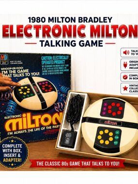 Vintage 1980 Milton Bradley Electronic Milton Talking Game CIB w/ Adapter Works